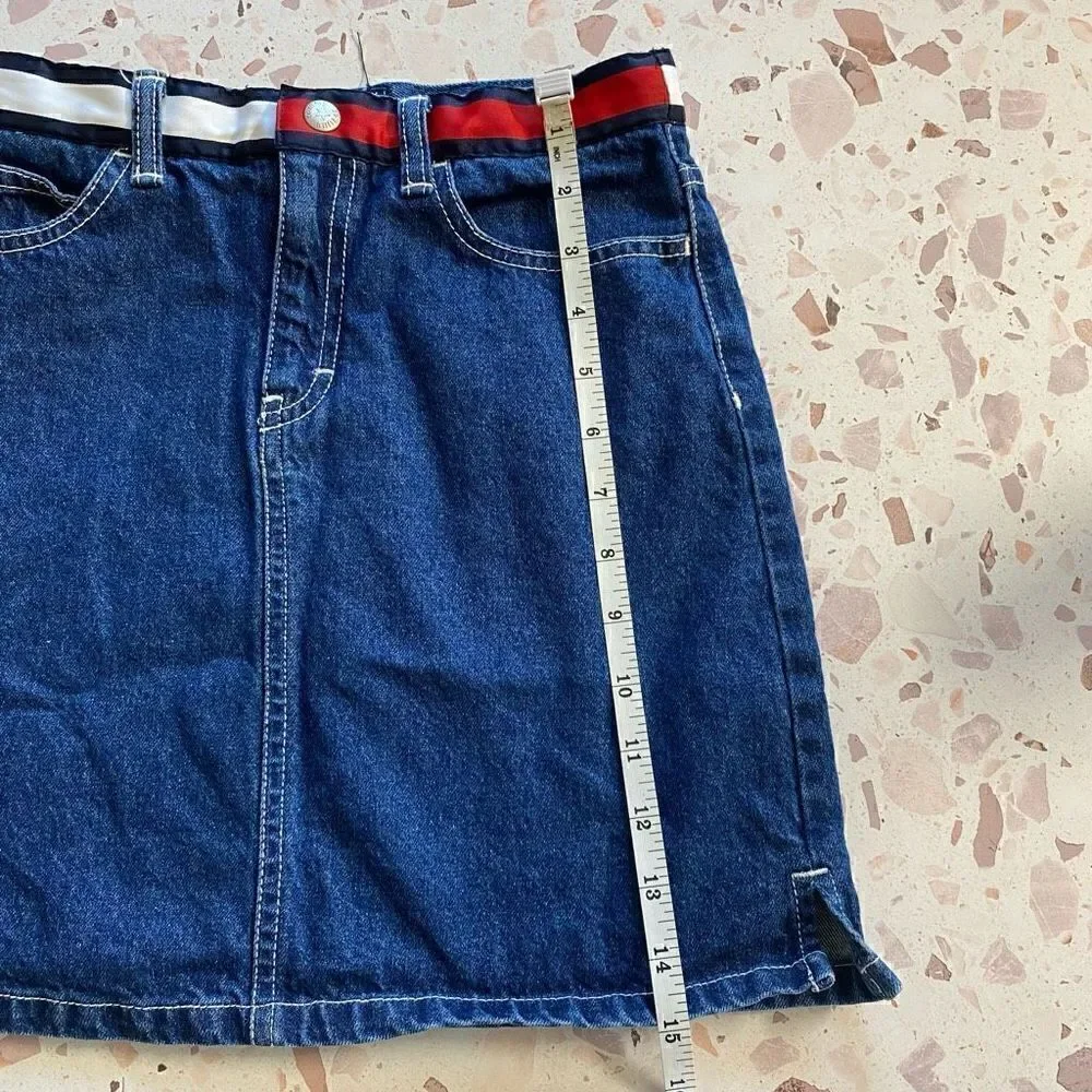 Tommy Hilfiger color block waist band denim skirt Y2K vintage